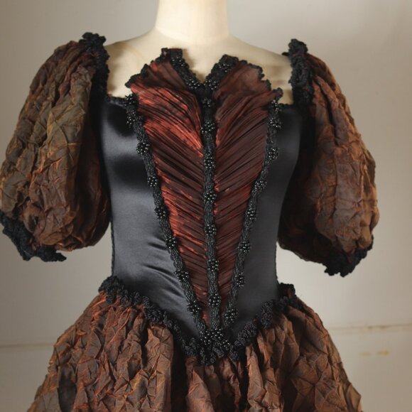 Stunning Black & Metallic Rust Evening Dress That Gives Fancy Wench Vibes - Picture 1 of 13